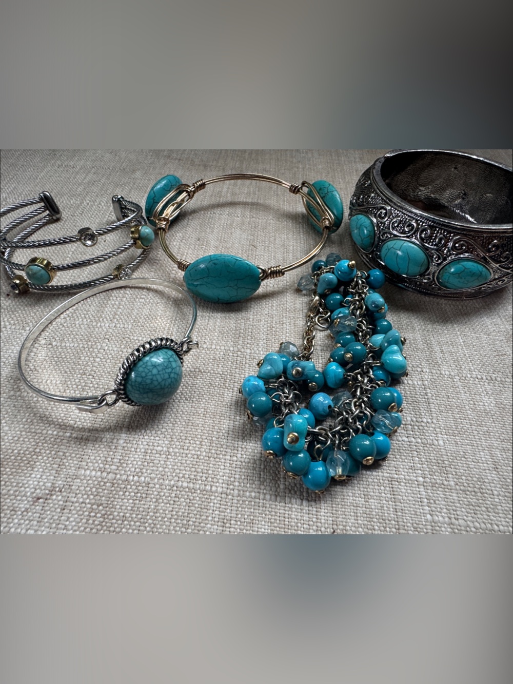 Turquoise Stone Multi-Style Women's Bracelet Set